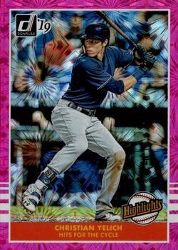 2019 Donruss - Highlights Pink Fireworks #H7 Christian Yelich Front