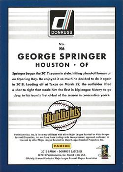 2019 Donruss - Highlights Bronze #H6 George Springer Back