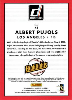 2019 Donruss - Highlights Gold #H2 Albert Pujols Back