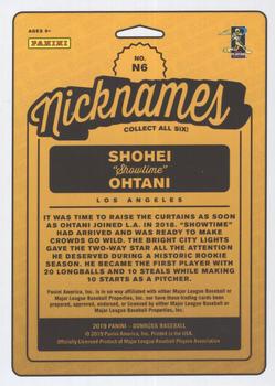 2019 Donruss - Nicknames Pink Fireworks #N6 Shohei Ohtani Back