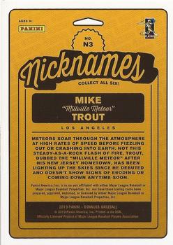 2019 Donruss - Nicknames Red #N3 Mike Trout Back