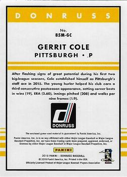 2019 Donruss - Retro 1985 Materials #85M-GC Gerrit Cole Back
