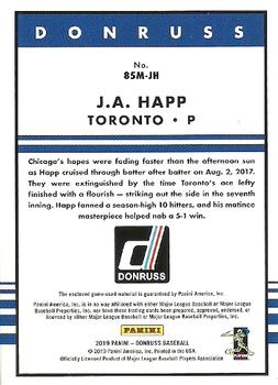 2019 Donruss - Retro 1985 Materials #85M-JH J.A. Happ Back