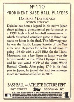 2007 Topps Turkey Red #110 Daisuke Matsuzaka Back