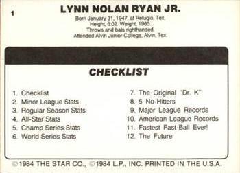 1986 Star Nolan Ryan - Separated #1 Nolan Ryan Back