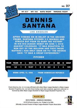 2019 Donruss - Independence Day #37 Dennis Santana Back