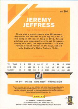 2019 Donruss - Independence Day #94 Jeremy Jeffress Back