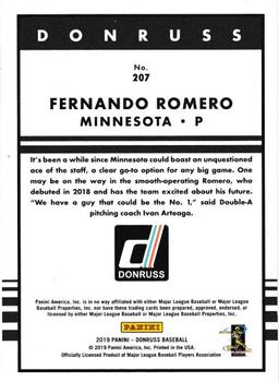 2019 Donruss - Independence Day #207 Fernando Romero Back