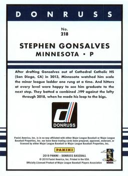 2019 Donruss - Independence Day #218 Stephen Gonsalves Back