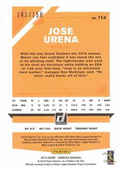 2019 Donruss - 150th Anniversary #114 Jose Urena Back