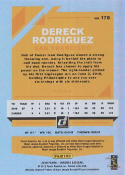 2019 Donruss - Holo Back #178 Dereck Rodriguez Back