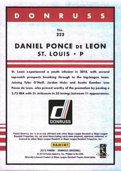 2019 Donruss - Holo Back #222 Daniel Poncedeleon Back