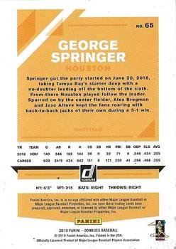 2019 Donruss - 42 Tribute #65 George Springer Back