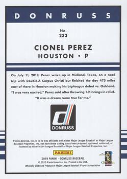 2019 Donruss - 42 Tribute #233 Cionel Perez Back