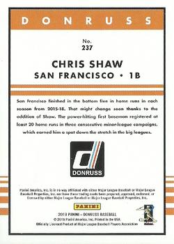 2019 Donruss - 42 Tribute #237 Chris Shaw Back