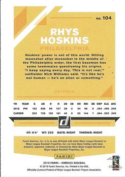 2019 Donruss - Holo Red #104 Rhys Hoskins Back