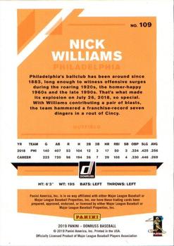 2019 Donruss - Holo Red #109 Nick Williams Back