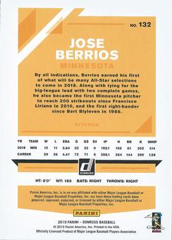 2019 Donruss - Holo Red #132 Jose Berrios Back