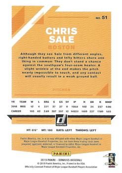 2019 Donruss - Career Stat Line #51 Chris Sale Back
