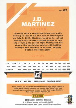 2019 Donruss - Career Stat Line #62 J.D. Martinez Back