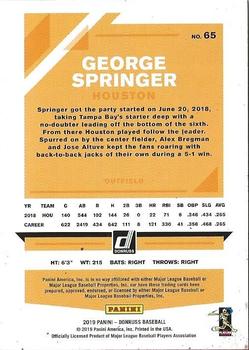 2019 Donruss - Career Stat Line #65 George Springer Back