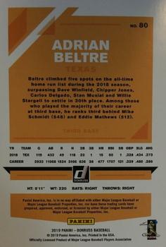 2019 Donruss - Career Stat Line #80 Adrian Beltre Back