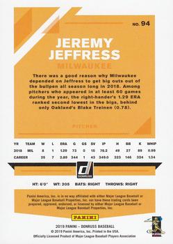 2019 Donruss - Career Stat Line #94 Jeremy Jeffress Back