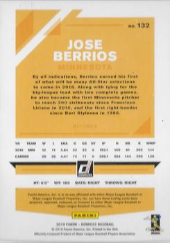 2019 Donruss - Career Stat Line #132 Jose Berrios Back