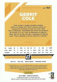 2019 Donruss - Career Stat Line #162 Gerrit Cole Back