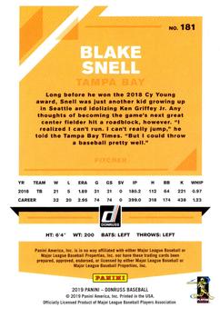 2019 Donruss - Career Stat Line #181 Blake Snell Back