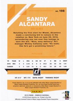 2019 Donruss - Career Stat Line #198 Sandy Alcantara Back