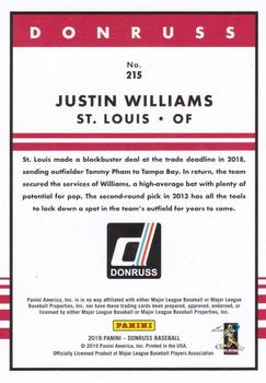 2019 Donruss - Career Stat Line #215 Justin Williams Back