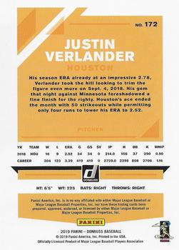2019 Donruss - Career Stat Line #172 Justin Verlander Back