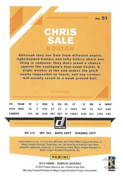 2019 Donruss - Season Stat Line #51 Chris Sale Back