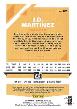 2019 Donruss - Season Stat Line #62 J.D. Martinez Back
