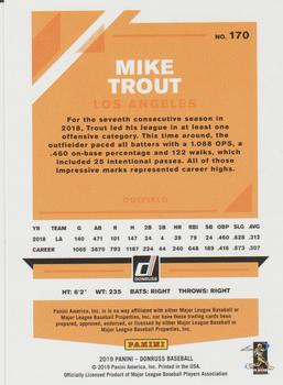 2019 Donruss - Season Stat Line #170 Mike Trout Back