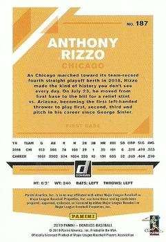2019 Donruss - Season Stat Line #187 Anthony Rizzo Back