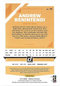 2019 Donruss - Season Stat Line #76 Andrew Benintendi Back