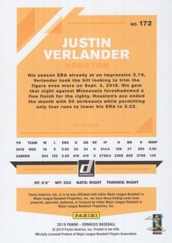 2019 Donruss - Season Stat Line #172 Justin Verlander Back