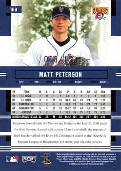 2005 Playoff Prestige - Xtra Bases Red #180 Matt Peterson Back