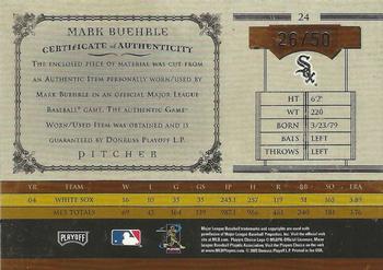 2005 Playoff Prime Cuts - Material Bat #24 Mark Buehrle Back