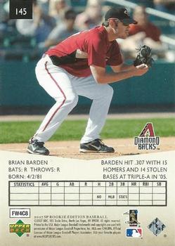 2007 SP Rookie Edition #145 Brian Barden Back
