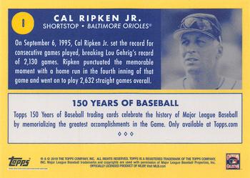 2019 Topps 150 Years of Baseball #8 Cal Ripken Jr. Back