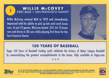 2019 Topps 150 Years of Baseball #9 Willie McCovey Back
