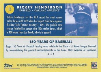 2019 Topps 150 Years of Baseball #14 Rickey Henderson Back