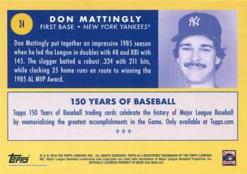 2019 Topps 150 Years of Baseball #34 Don Mattingly Back