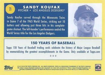 2019 Topps 150 Years of Baseball #71 Sandy Koufax Back