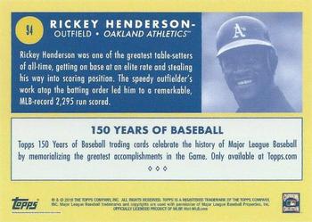 2019 Topps 150 Years of Baseball #94 Rickey Henderson Back