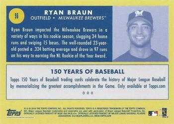2019 Topps 150 Years of Baseball #96 Ryan Braun Back