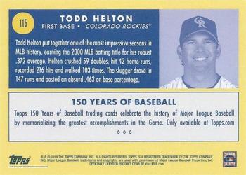 2019 Topps 150 Years of Baseball #115 Todd Helton Back